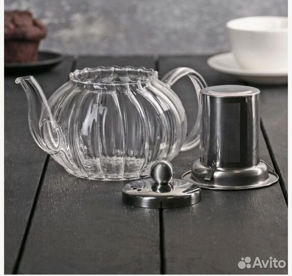 Новый Чайник стеклянный заварочный, 600 мл