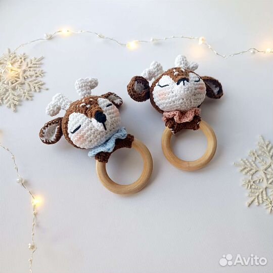 Вязаные игрушки погремушки ручной работы