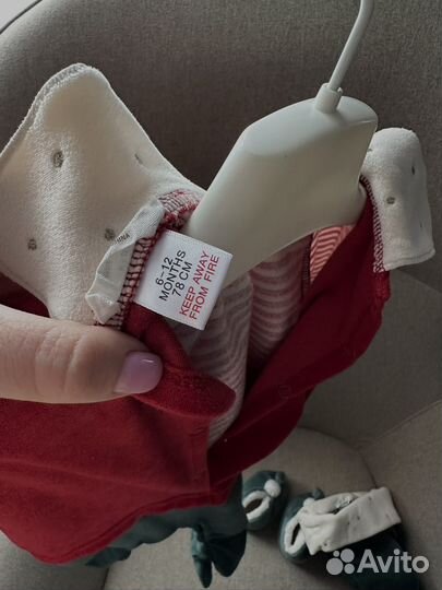 Новогодний костюм эльф Zara 74 шапочка тапочки