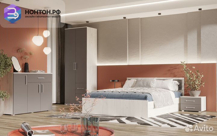 Комплект прикроватных тумб Фиеста New графит / дуб