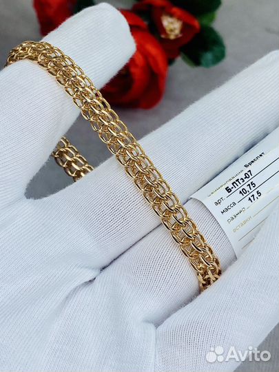 Золотой браслет плетения итальянка