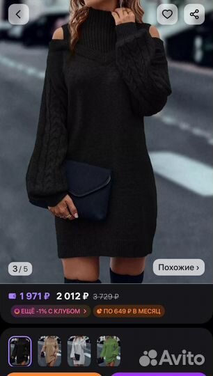 Платье вязаное чёрное 46-48 L