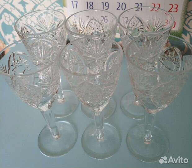 Бокалы СССР хрусталь и цветное стекло