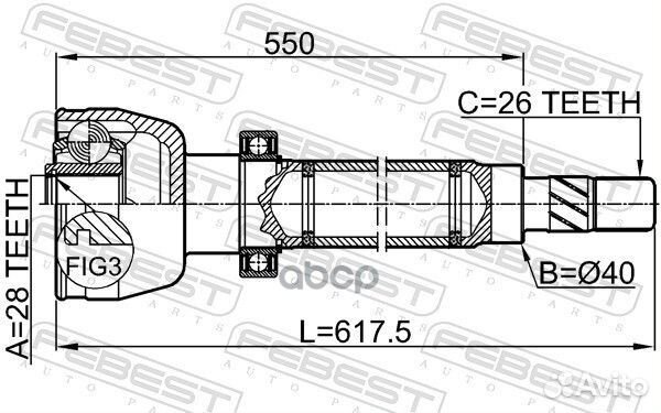 Шрус внутренний R 28x40x26 ford mondeo CA2 2007