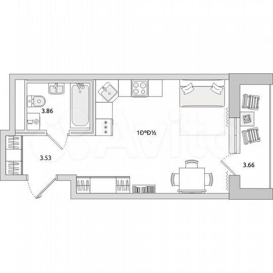 Квартира-студия, 31,6 м², 9/21 эт.