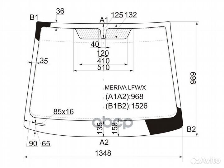Стекло лобовое opel meriva (A) MPV 03-10 meriva
