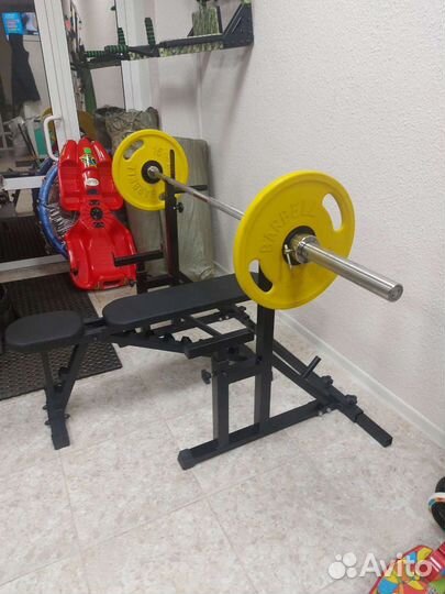 Скамья + Стойки штанга евроклассика