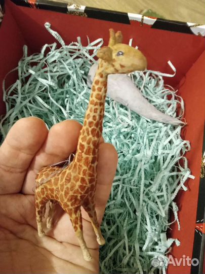 Ватная елочная игрушка жираф