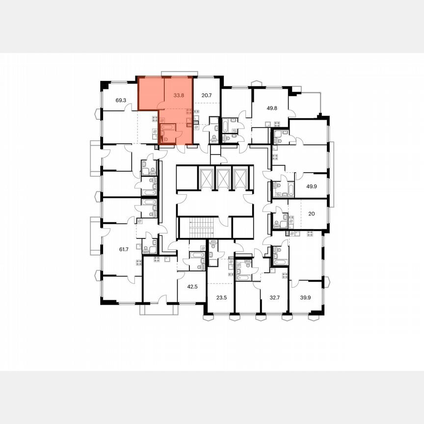 1-к. квартира, 33,8 м², 12/24 эт.