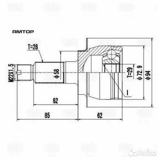 Trialli GO 2406 шрус наружный передний trialli GO
