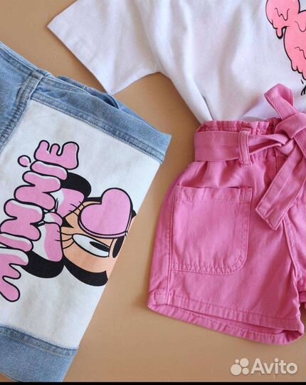Джинсовка, шорты, футболка комплект на девочку 122