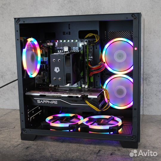 Игровой Xeon E5 2680V2 10 ядер + RX 570 Аквариум
