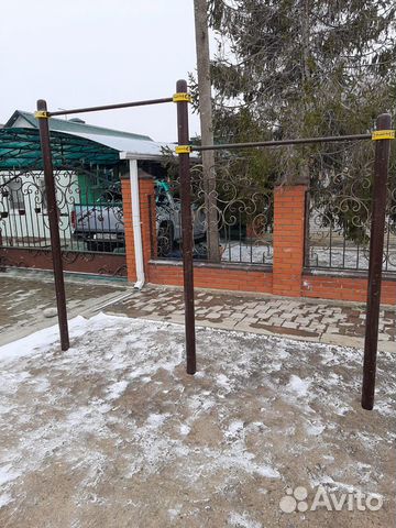 Турник двойной для подтягивания воркаут с хомутами