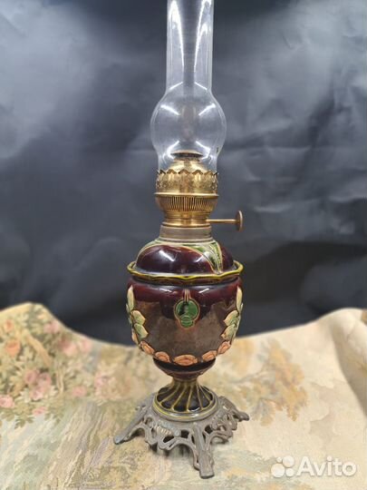 Керосинровая лама, корпус - майолика, Бельгия