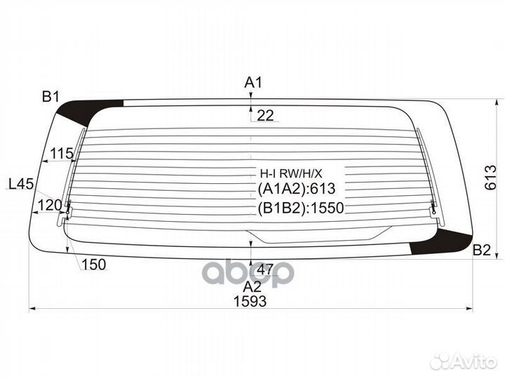 Стекло заднее (Цвет зеленый/ Обогрев) Hyundai H