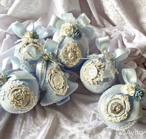 Новогодние игрушки из бархата ручной работы