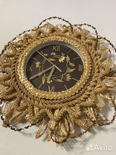 Часы ручной работы из соломки Настенные