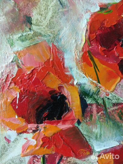 Картина маслом Цветы Маки