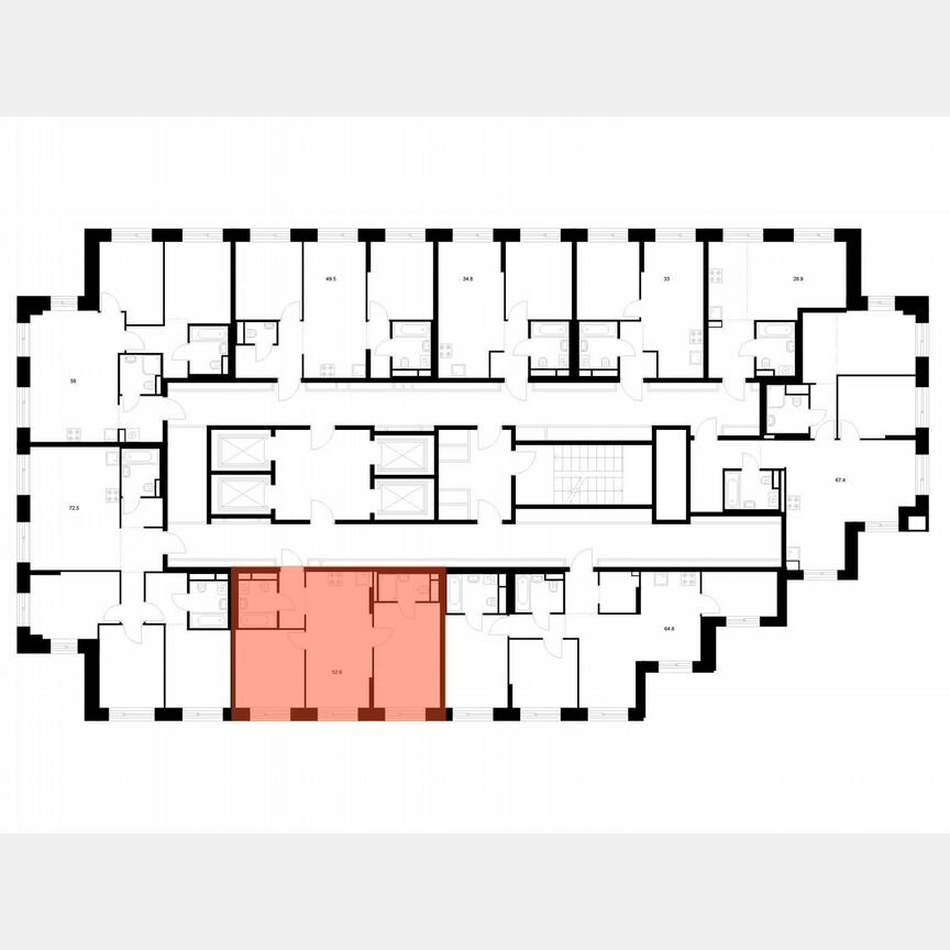 2-к. квартира, 52,6 м², 28/32 эт.
