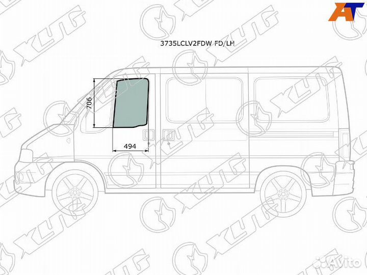 Стекло двери передней левой Citroen Jumper 230
