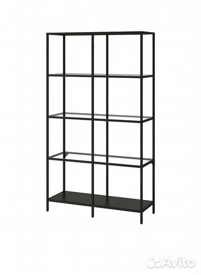 Стеллаж металический со стеклянными полками