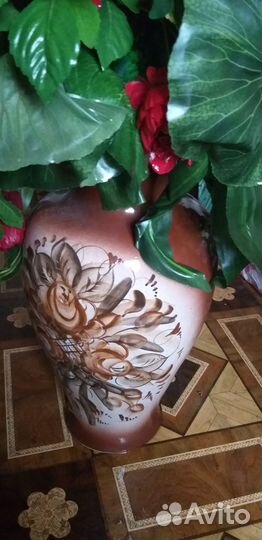 Ваза напольная декоративная с цветами, высокая