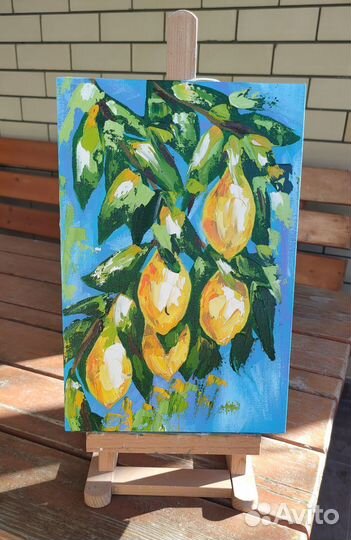 Картина лимон лимоны ветка с лимоном