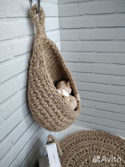 Корзинка подвесная из джута