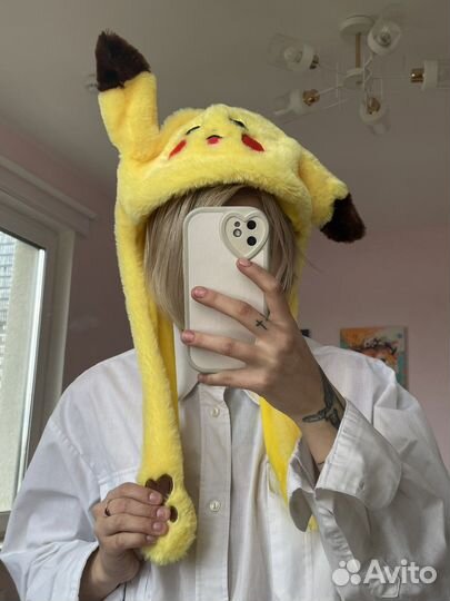 Шапка Пикачу детская подростковая со светодиодами