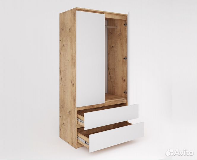 Шкаф двухстворчатый Охта 900 Дуб Вотан/Белый