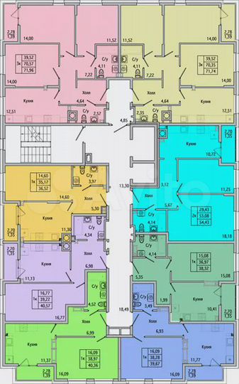 3-к. квартира, 71,7 м², 7/10 эт.