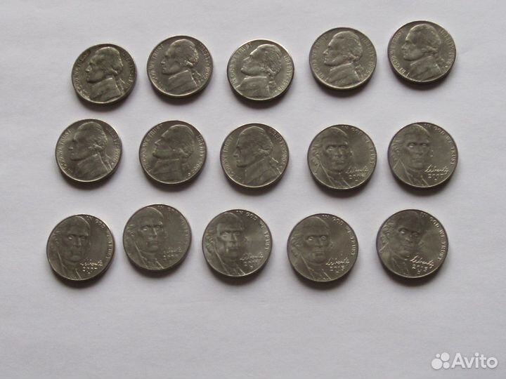 1, 5, 10 и 25 центов США регулярного чекана 94 мон