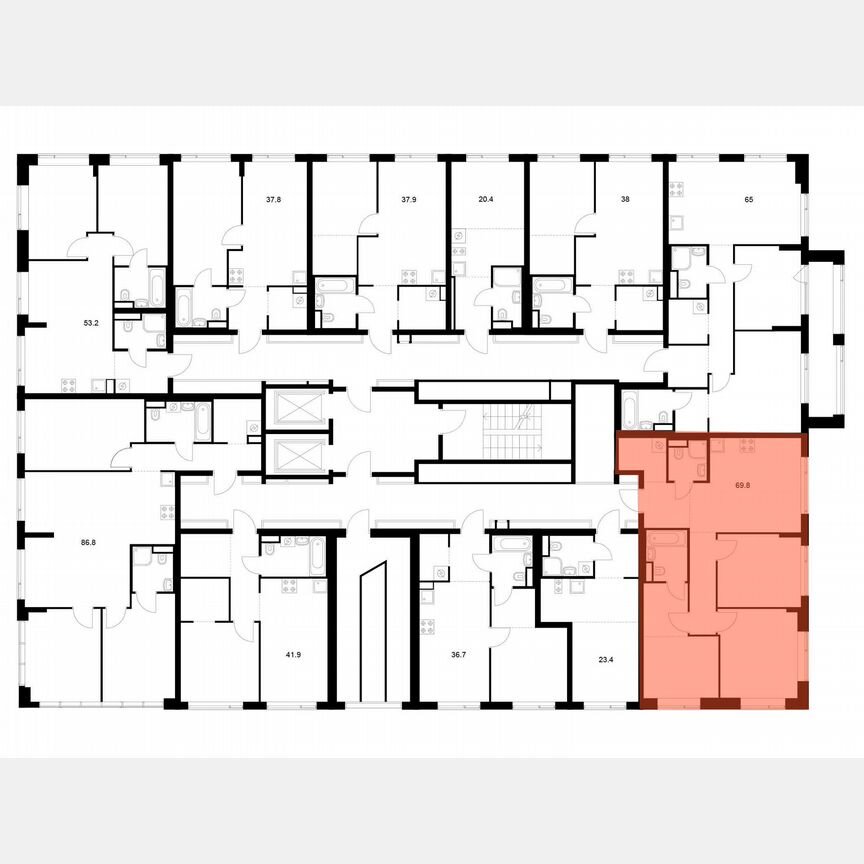 3-к. квартира, 69,8 м², 5/16 эт.