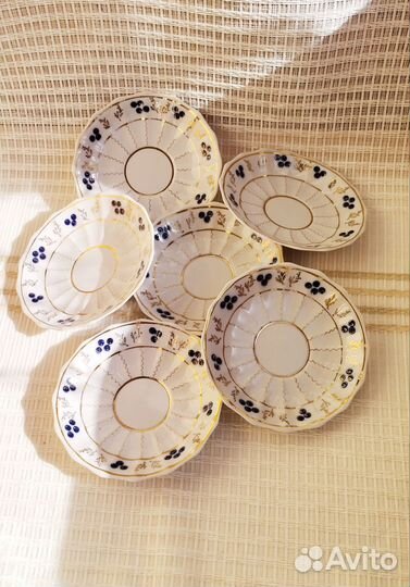 Чайные блюдца фарфор Вербилки 6 штук