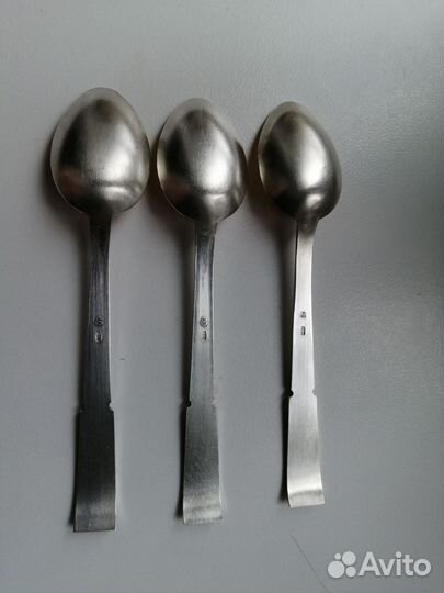 Ложки чайные, серебро 916 пробы. Лот 3 штуки