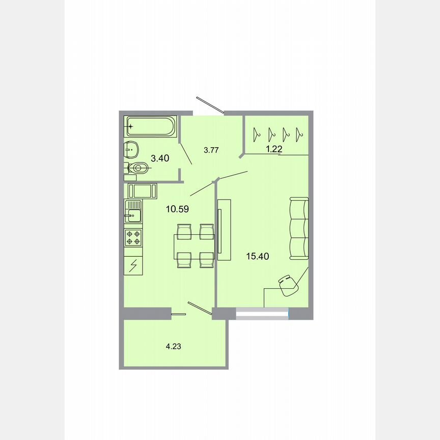 1-к. квартира, 36,1 м², 8/20 эт.