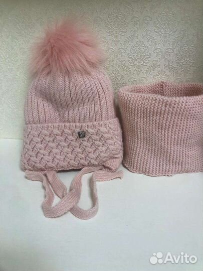 Комплект шапка и снуд зимний для девочки