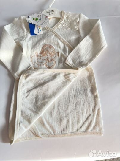 Новая крестильная рубашка Моя горошина, 80 р