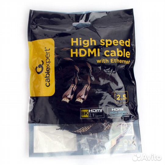 Кабель hdmi 2.1 8K 2,5 м в оплётке