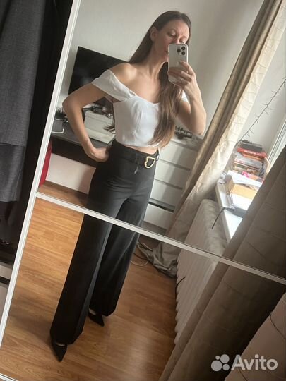 Брюки черные широкие s mango