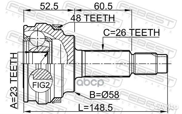 ШРУС наружный 23X58X26 toyota prius 08- 0110077