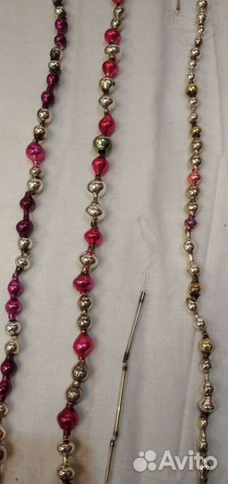 Три ёлочные гирлянды бусы из стекляруса СССР