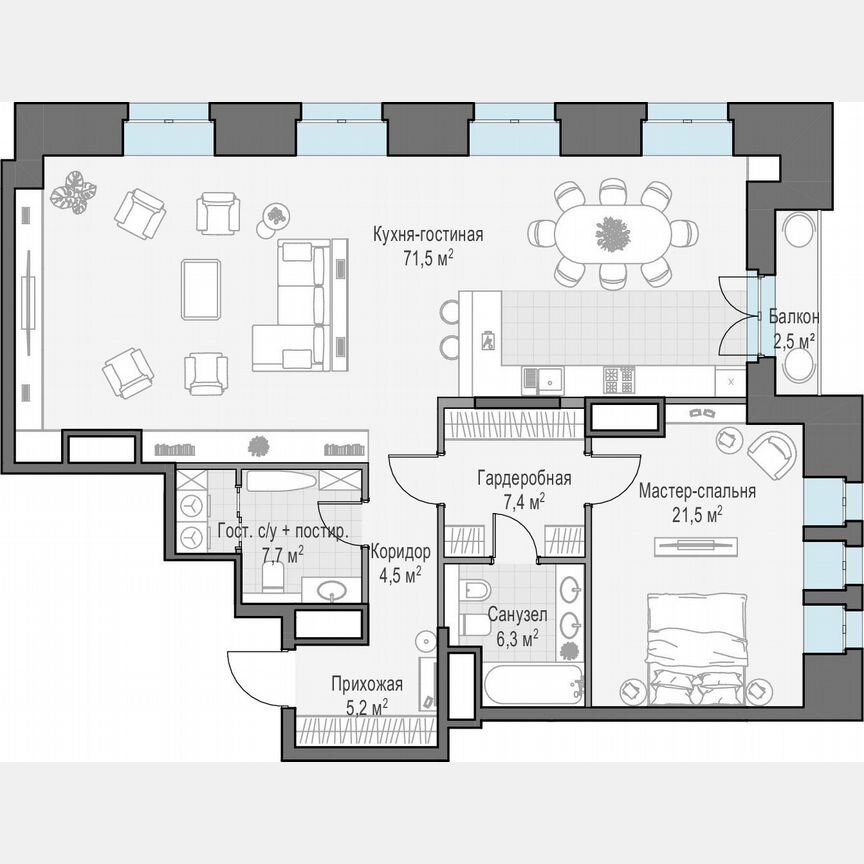 1-к. квартира, 125 м², 3/6 эт.