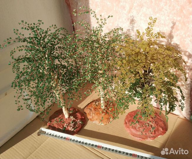 Дерево бисер Высота 35 см СССР Ручная работа Берез