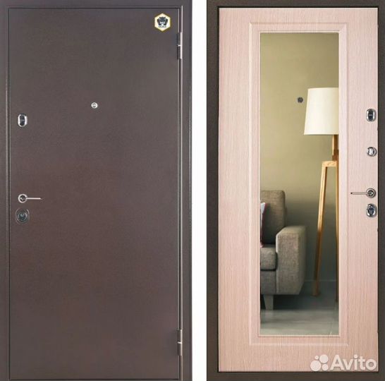 Стальные двери надежные с зеркалом