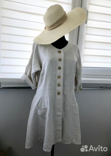 Платье 46 48 домотканный лён летнее