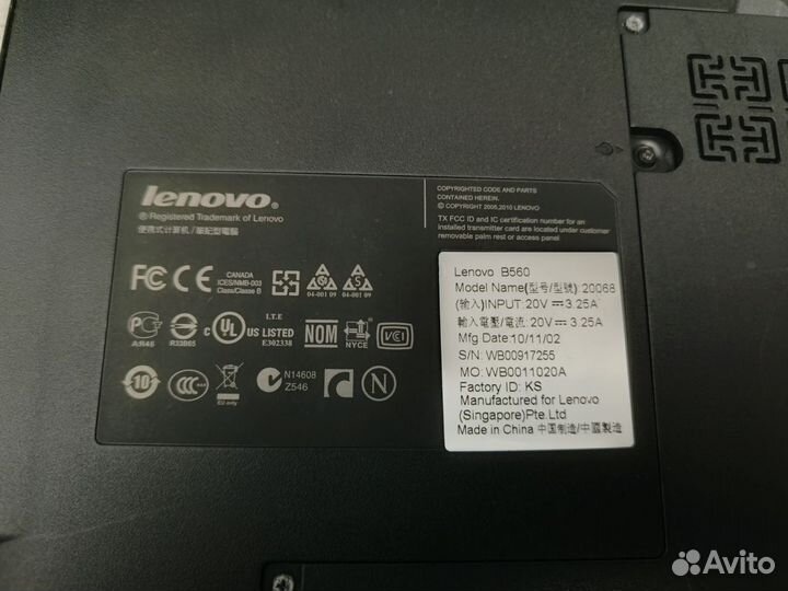 Ноутбук lenovo b560