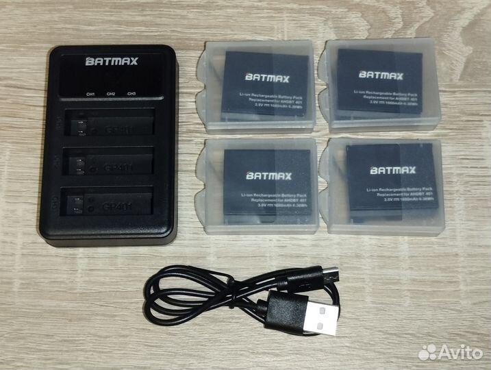 Аккумулятор Batmax для GoPro 4 (зарядник+4 шт)