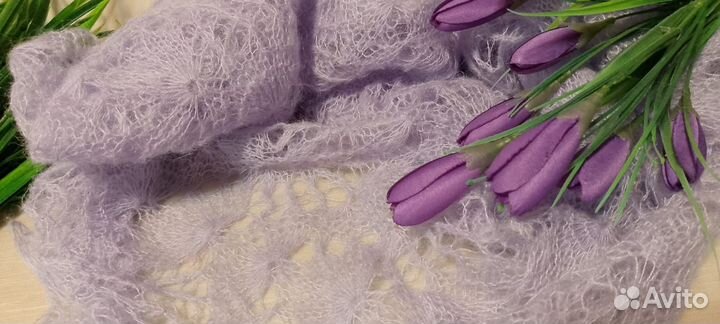 Вязаный палантин ручная работа