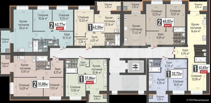 2-к. квартира, 51,9 м², 2/10 эт.